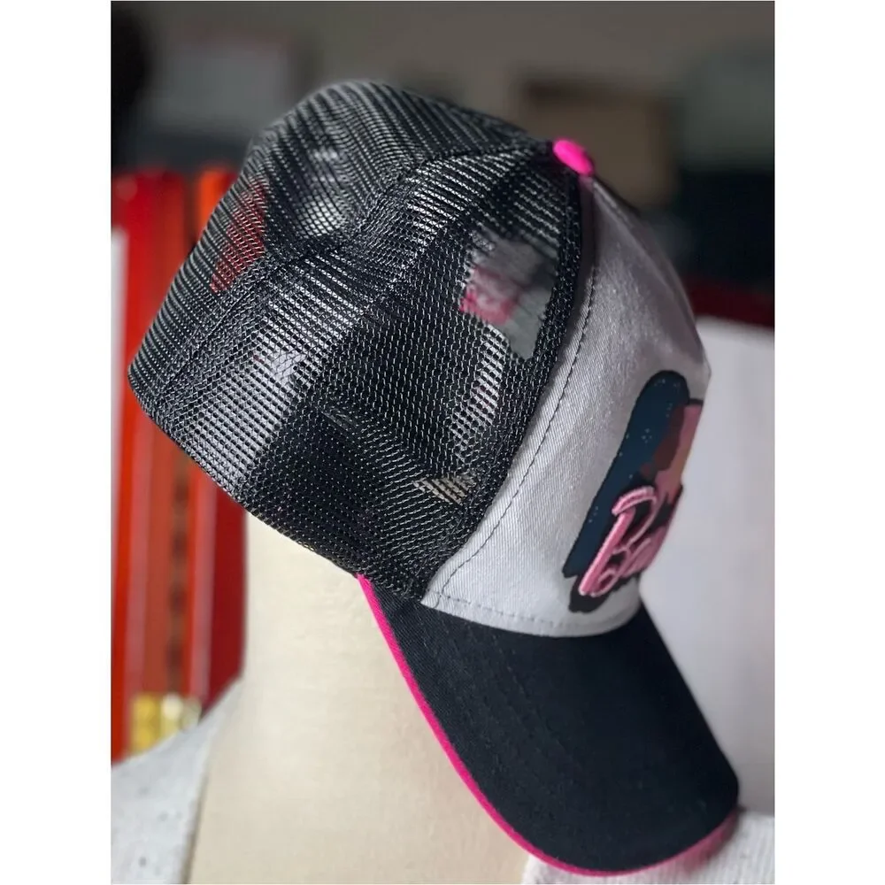 Barbie Colorful Adjustable Trucker Hat w/Black Mesh & Embroidered Pink Letters